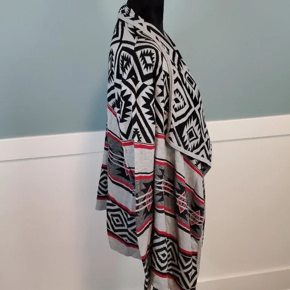 Aztec Print Waterfall Cardigan Small Cotton - Picture 4 of 10